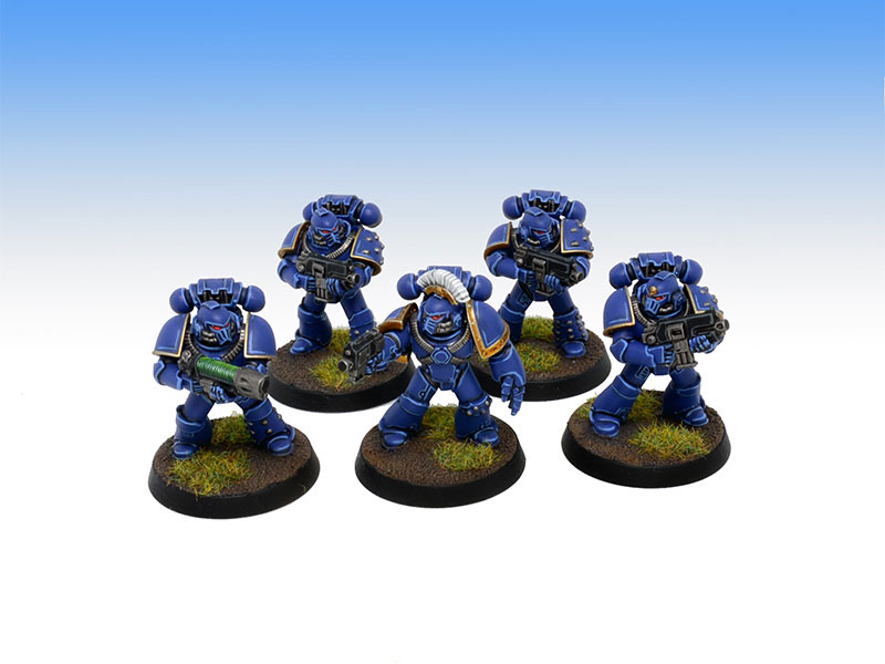 Ultramarines Tactical Marines in MKIV Armour - Tabletop Level Painting Commission